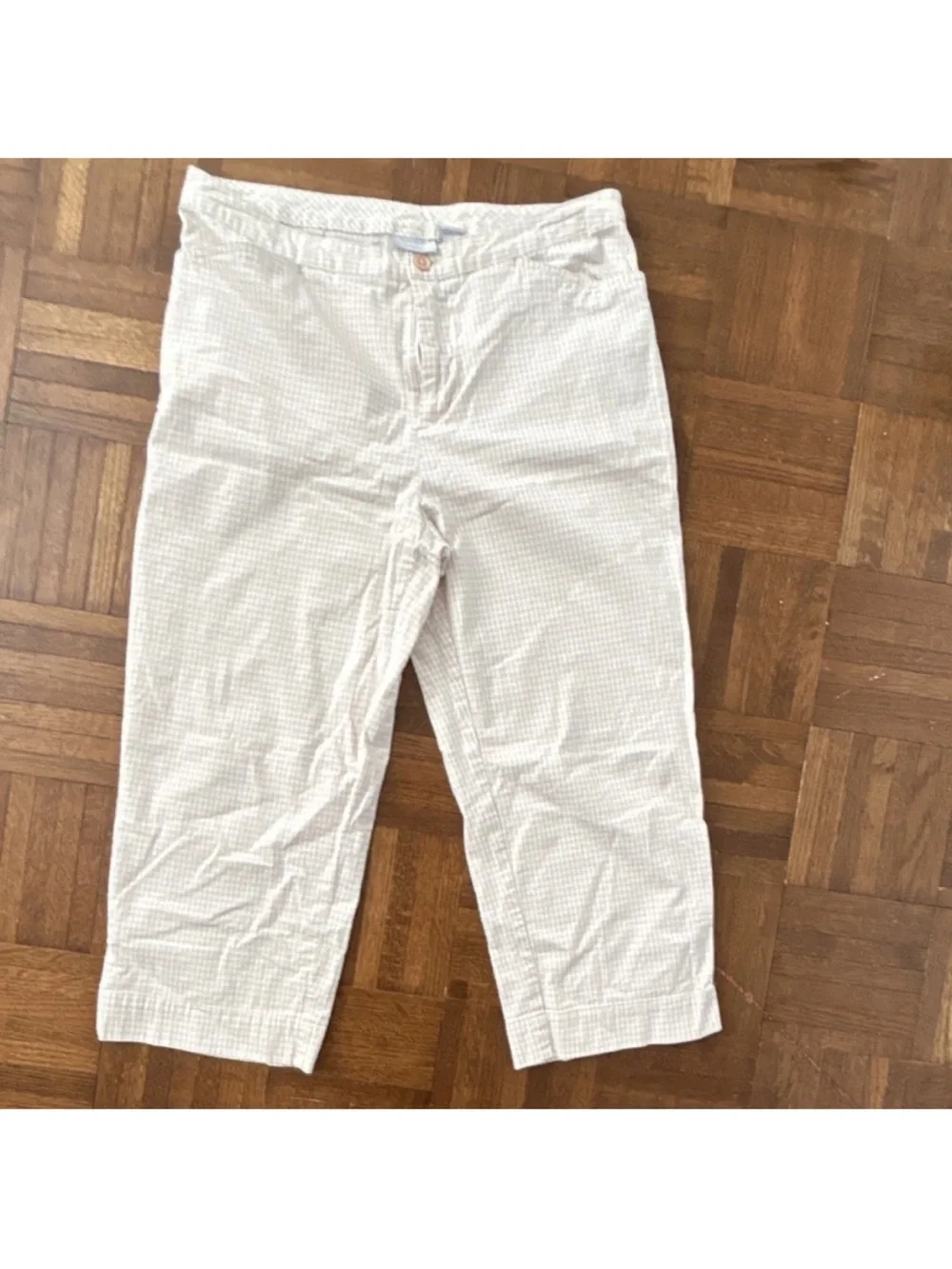 Sonoma Cream Gingham Cropped Pants